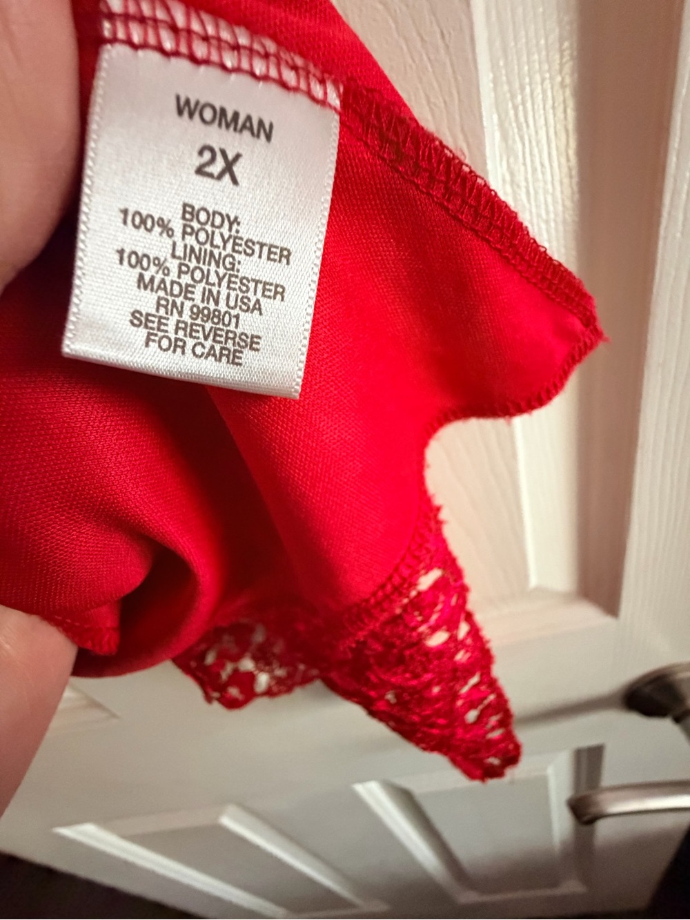 Dress Barn Red Crochet Lace Scoop Neck Blouse - Picture 5 of 7